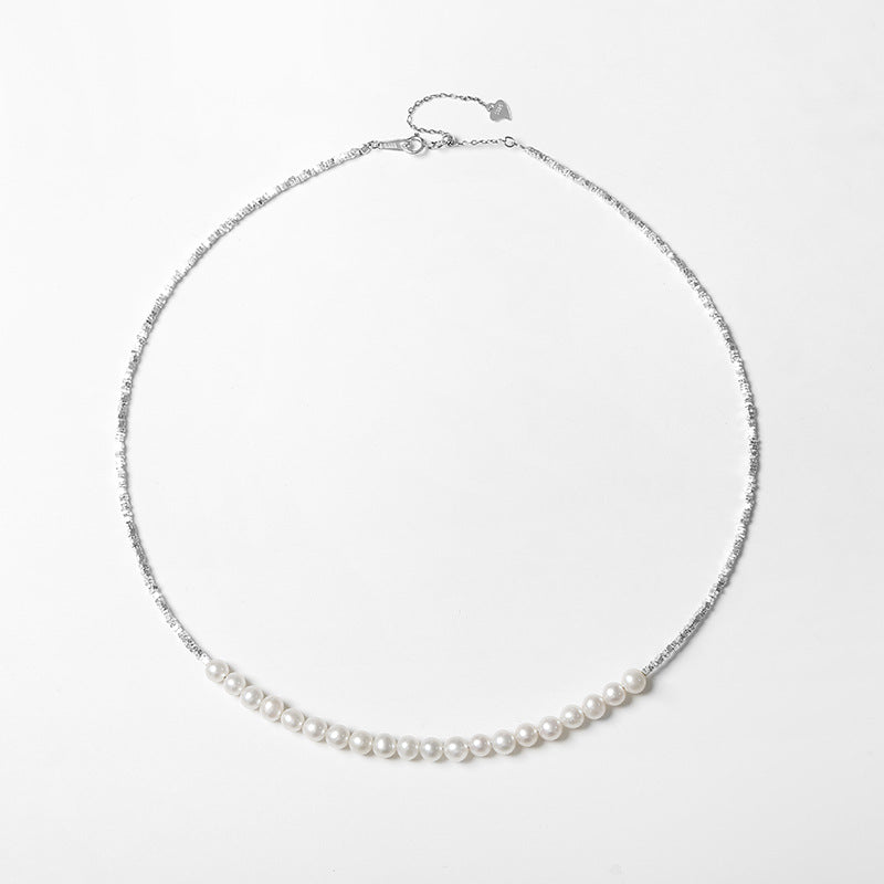 Starlight Cascade – Sterling Silver & Freshwater Pearl Necklace