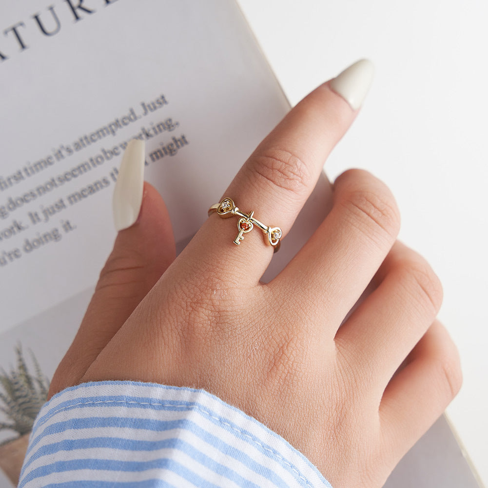Key to Heart – Vermeil & CZ Adjustable Ring