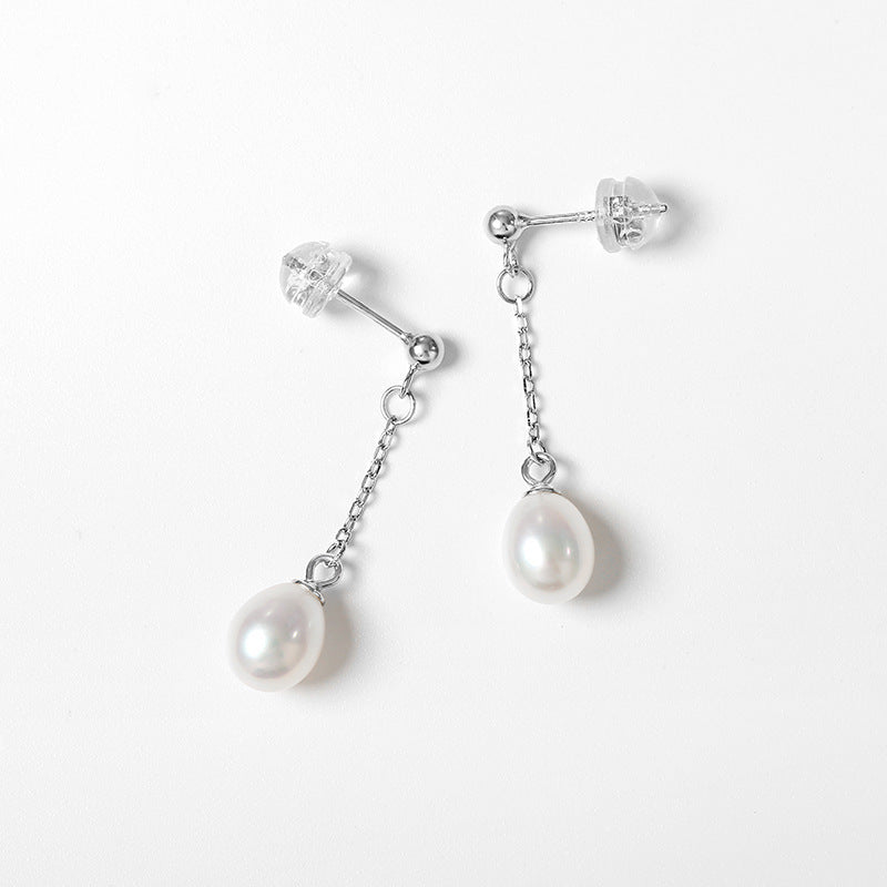 Ethereal Chain – Freshwater Pearl Drop Earrings