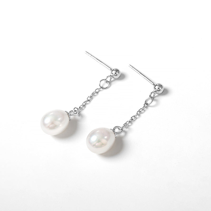 Ethereal Chain – Freshwater Pearl Drop Earrings