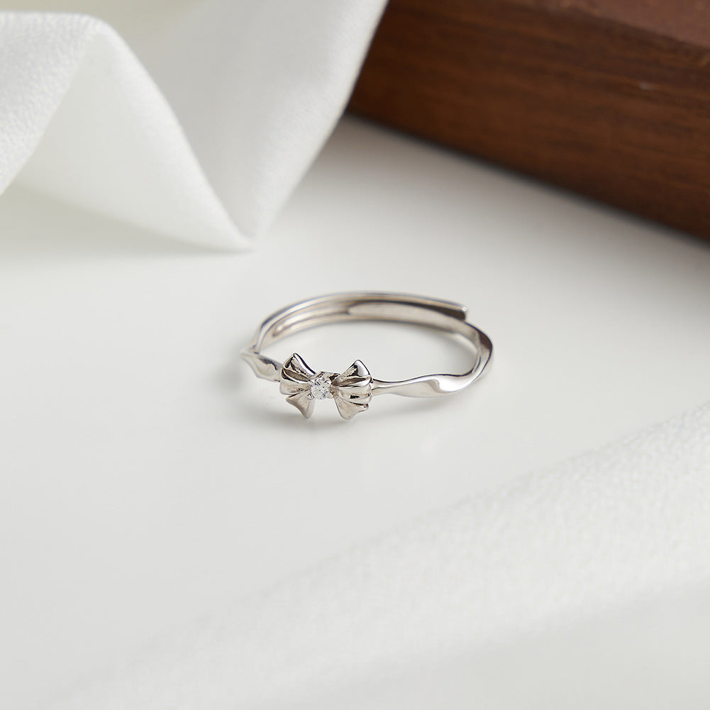 Bow Charm – Vermeil & CZ Adjustable Ring