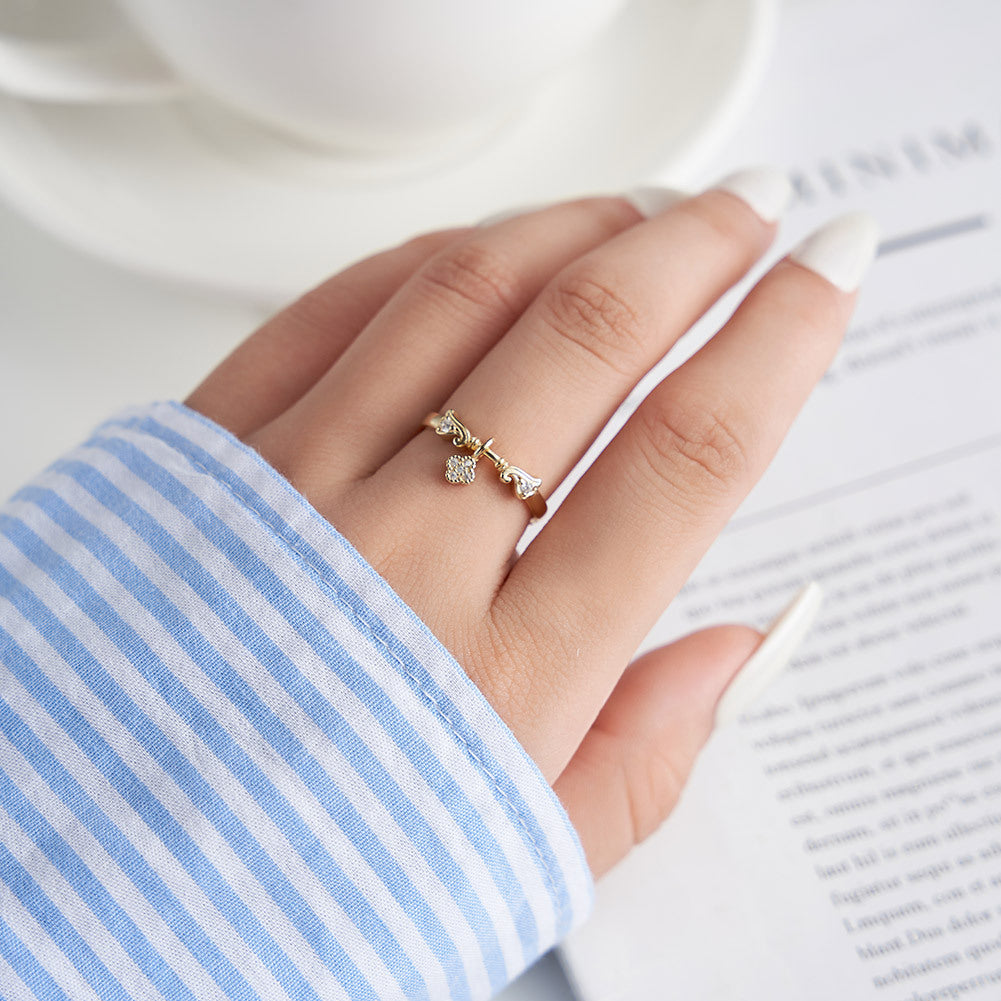 Bloom Charm – Vermeil & CZ Adjustable Ring