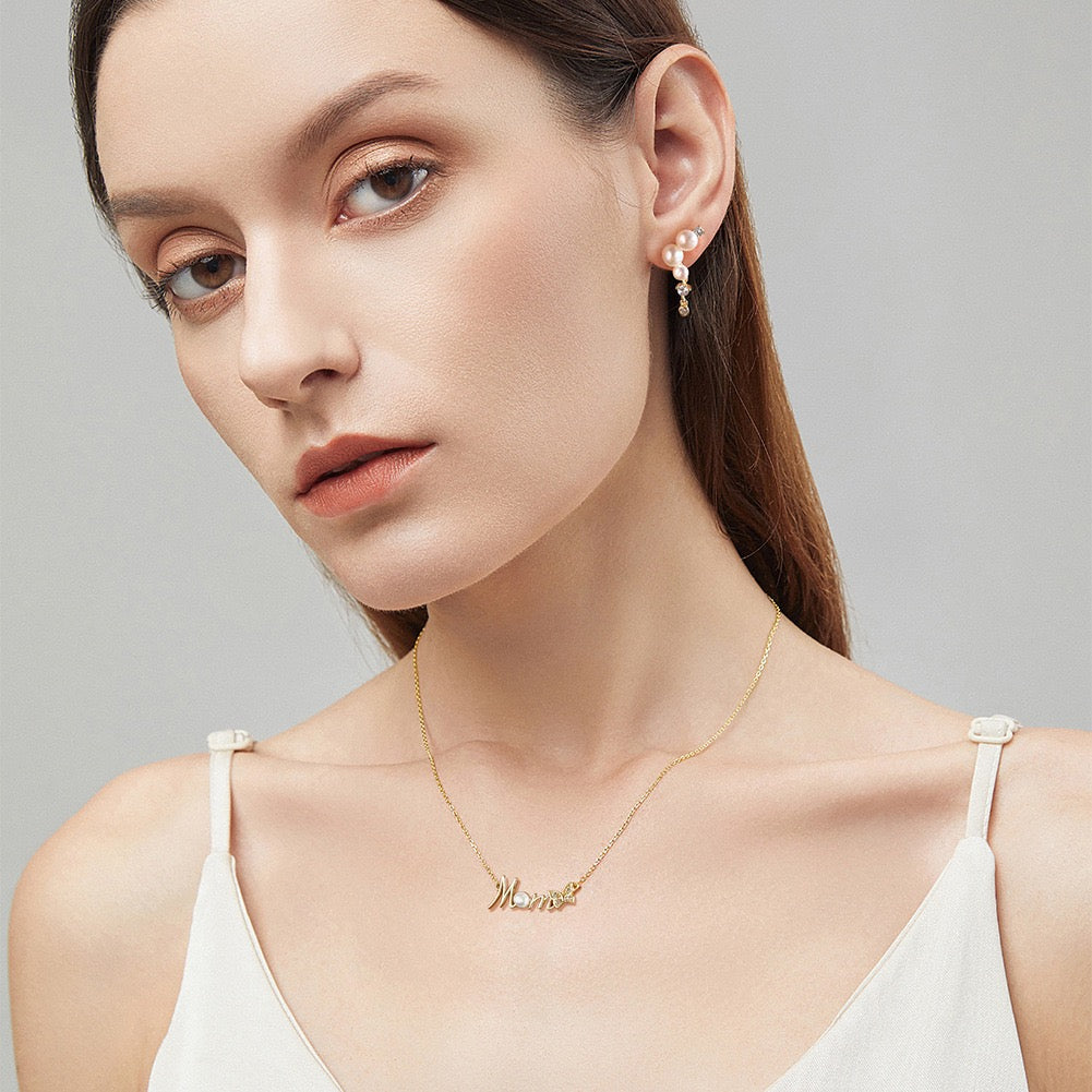 Starlit Drop – Freshwater Pearl & CZ Vermeil Dangle Earrings
