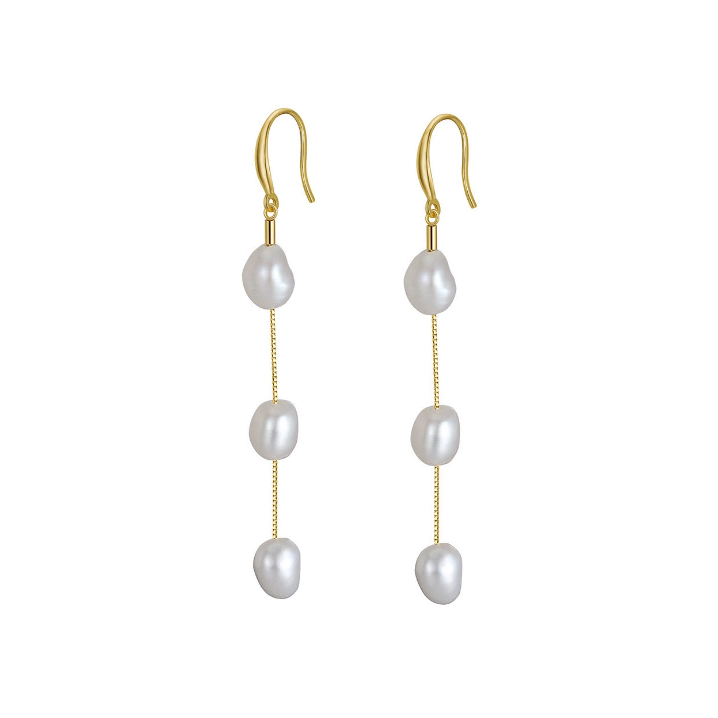 Cascade Drops – Freshwater Pearl Longline Earrings