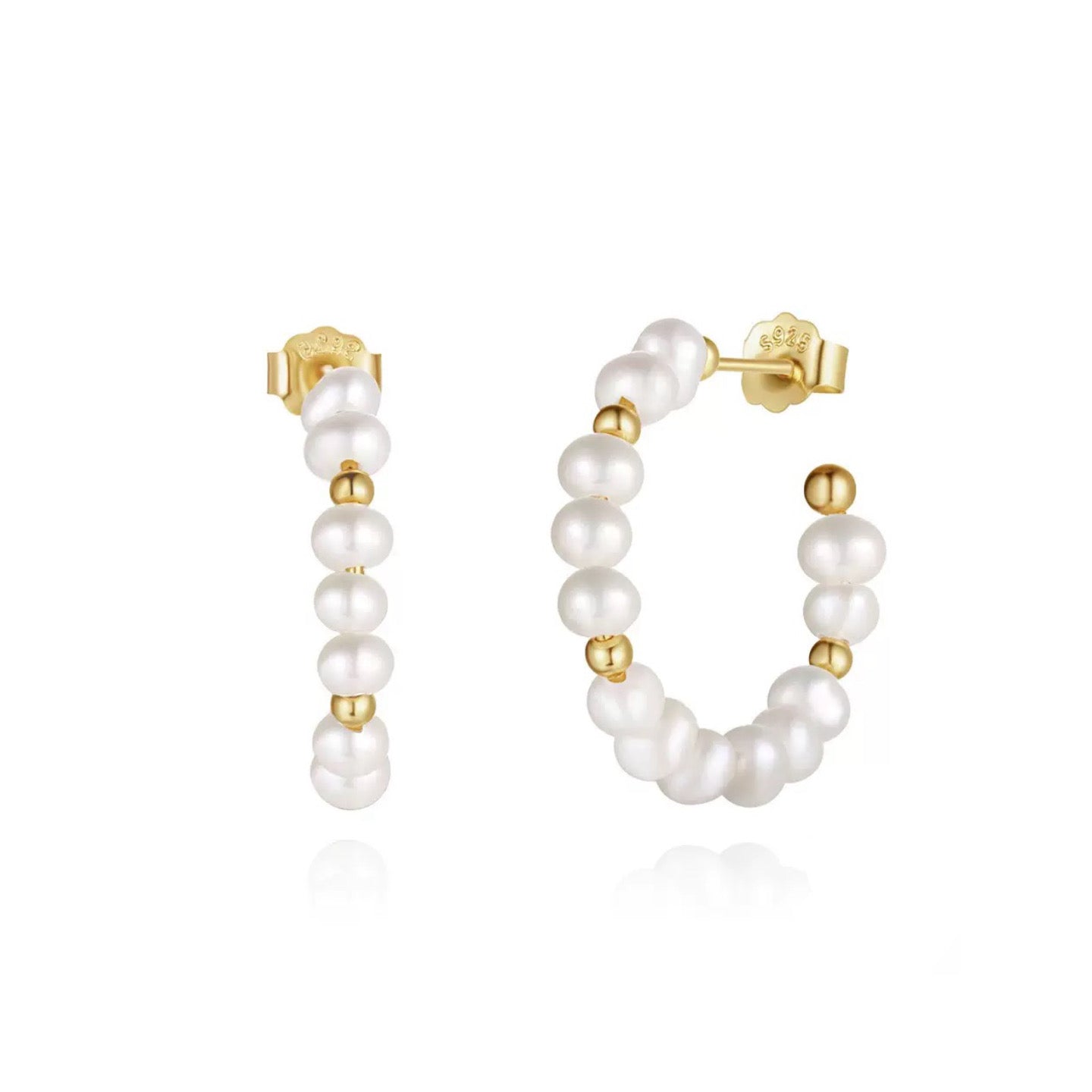 Lunar Loop – Freshwater Pearl & Vermeil Hoop Earrings