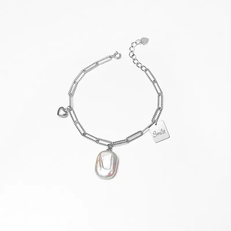 Bold Charm – Baroque Pearl Chain Bracelet