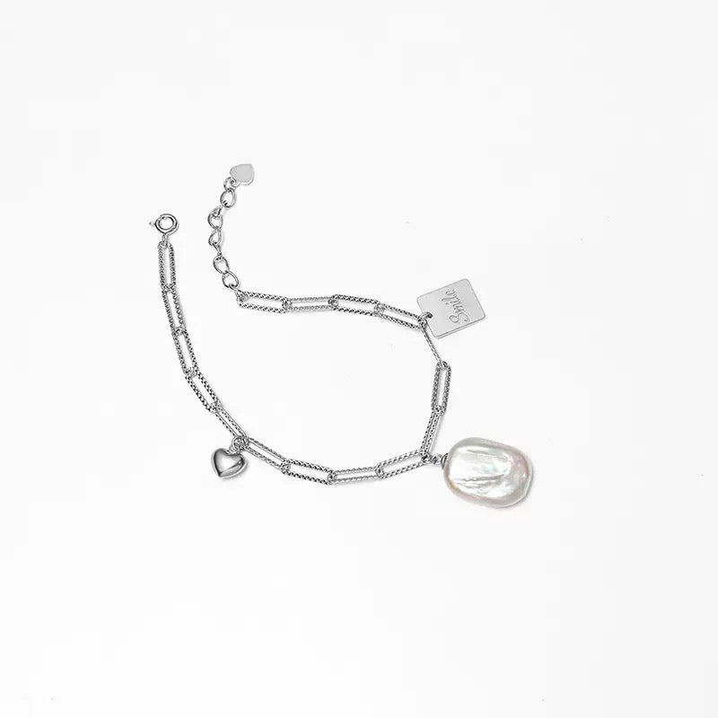 Bold Charm – Baroque Pearl Chain Bracelet