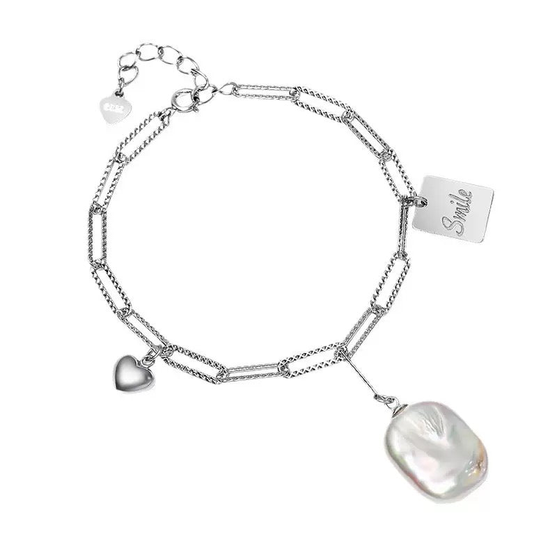 Bold Charm – Baroque Pearl Chain Bracelet