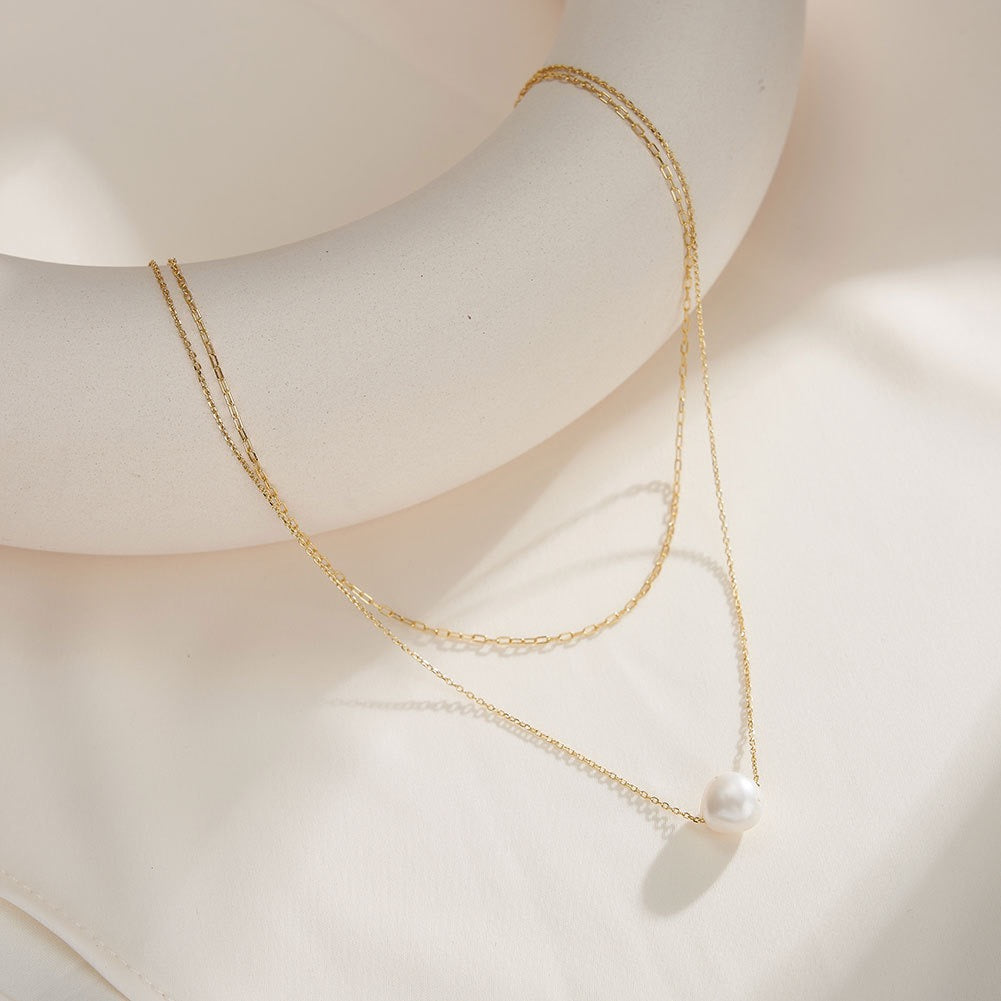 Halo Layer – Freshwater Pearl Double Chain Necklace