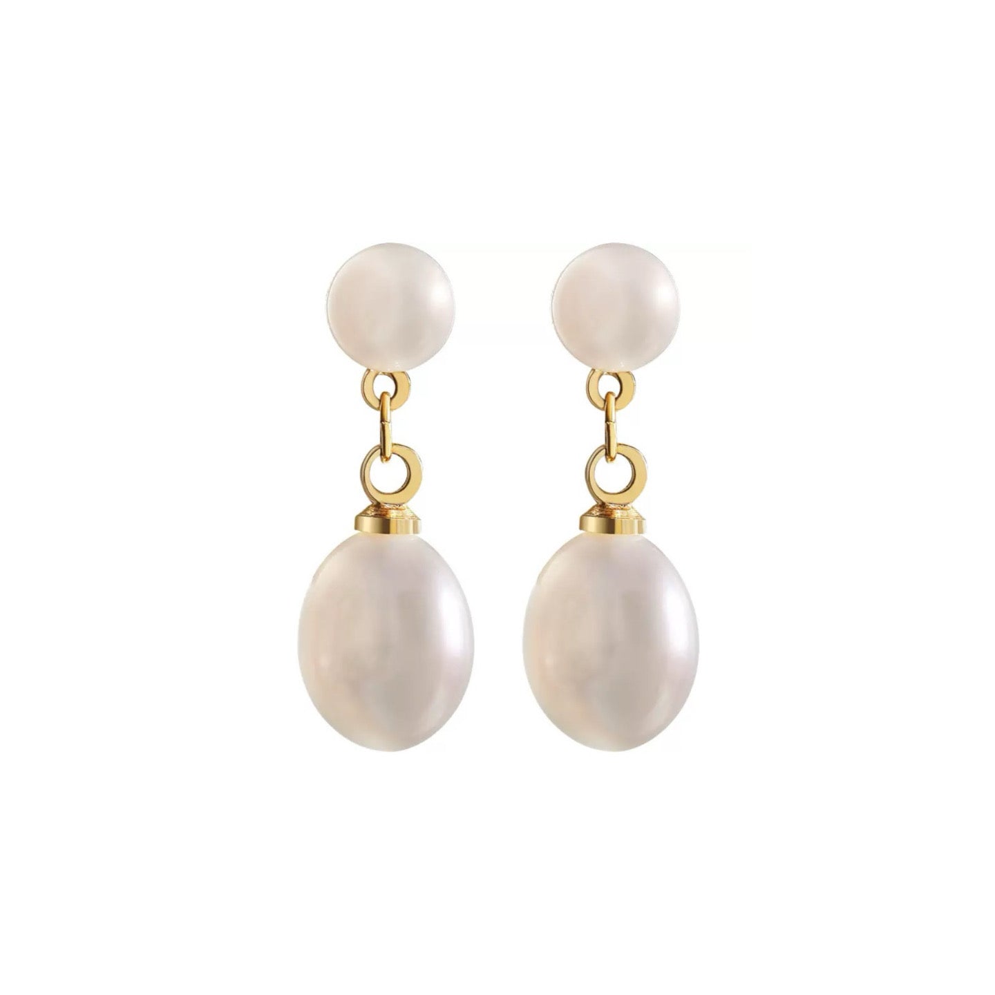 Golden Drop – Freshwater Pearl & Alloy Post Earrings