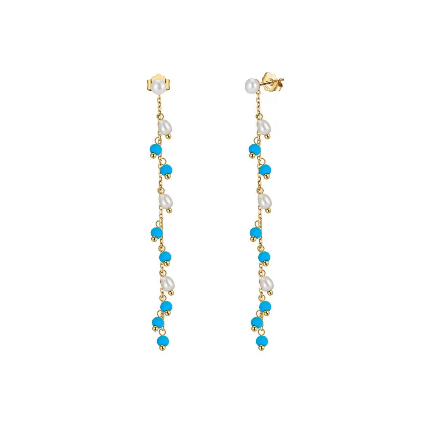 Vital Flow – Freshwater Pearl & Turquoise Energy Earrings