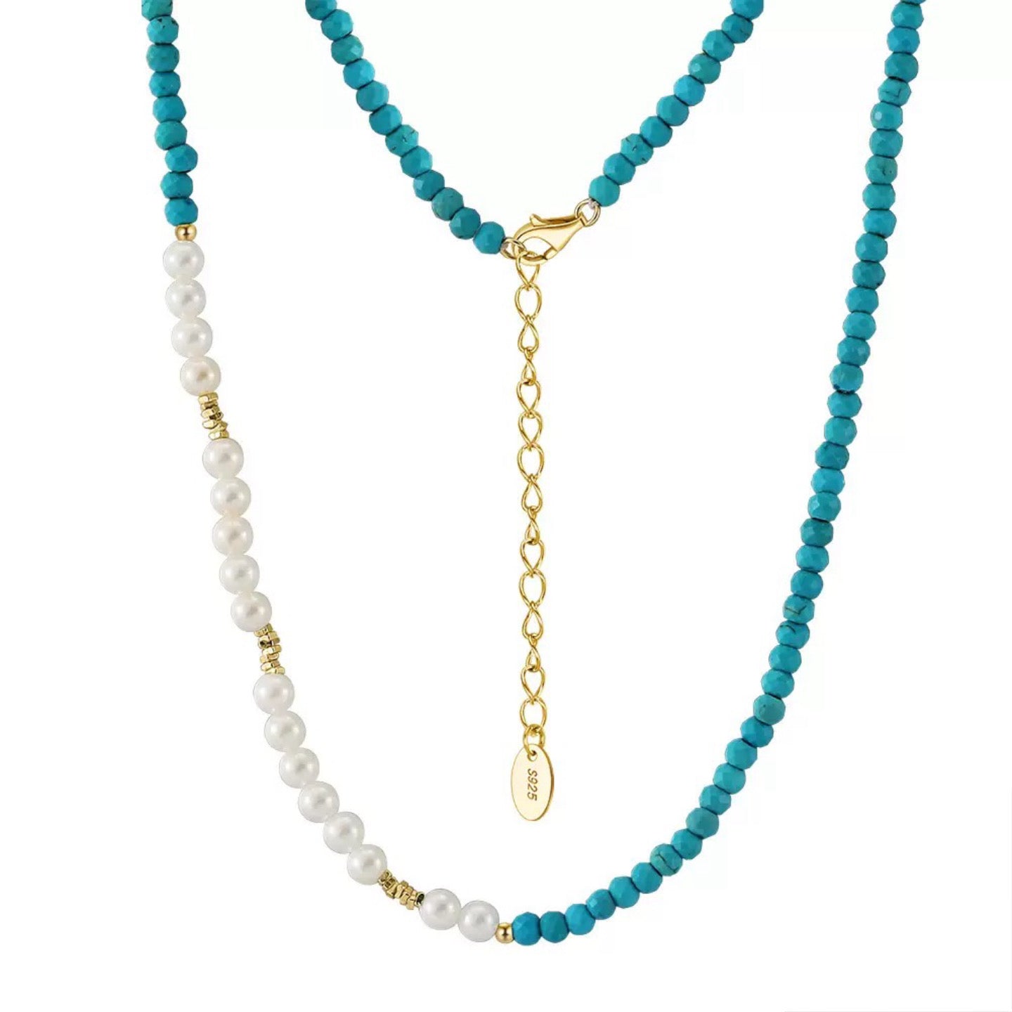 Sea Balance – Turquoise & White Shell Bead Necklace | Energy Stone Series