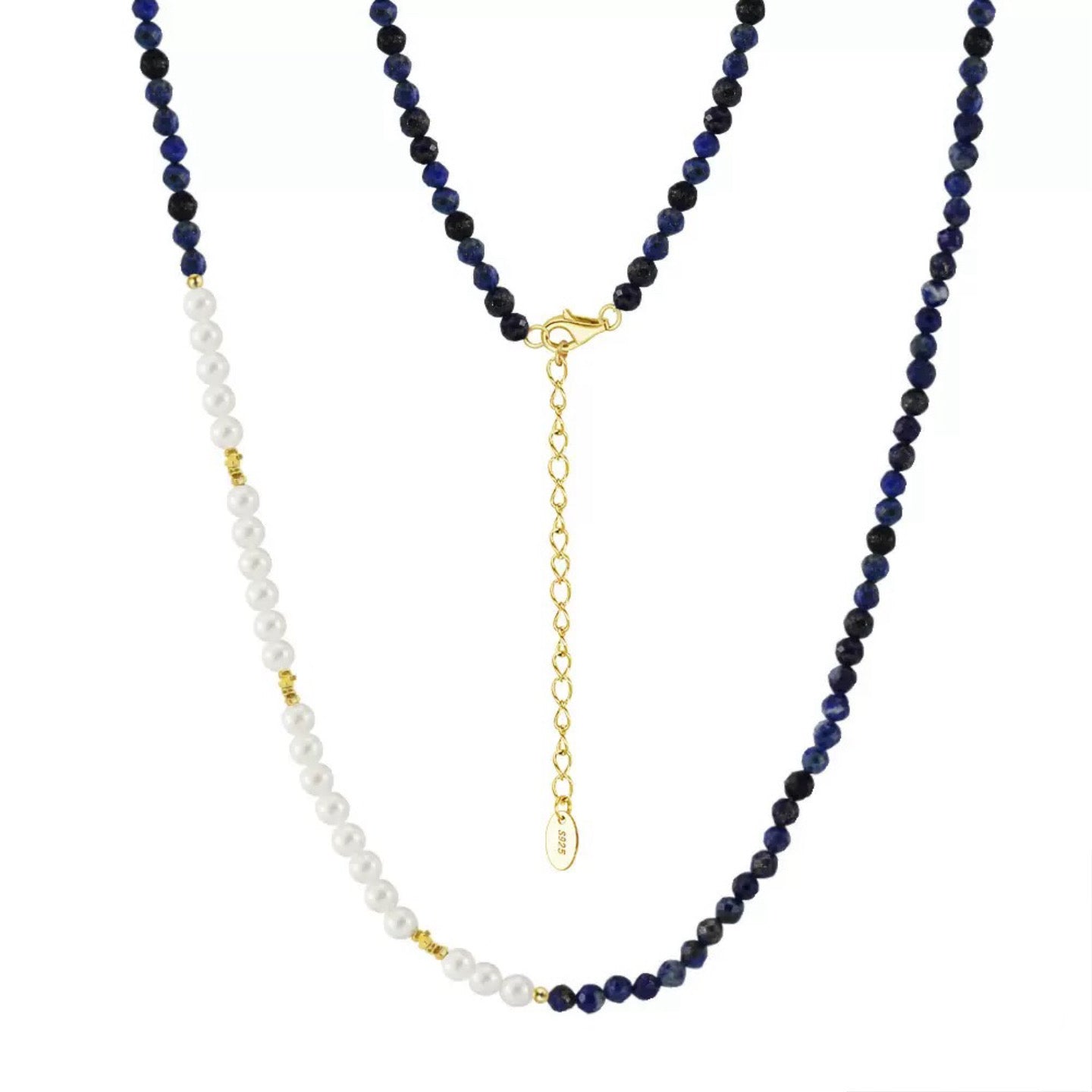Night Whisper – Lapis Lazuli & White Shell Bead Necklace | Energy Stone Series
