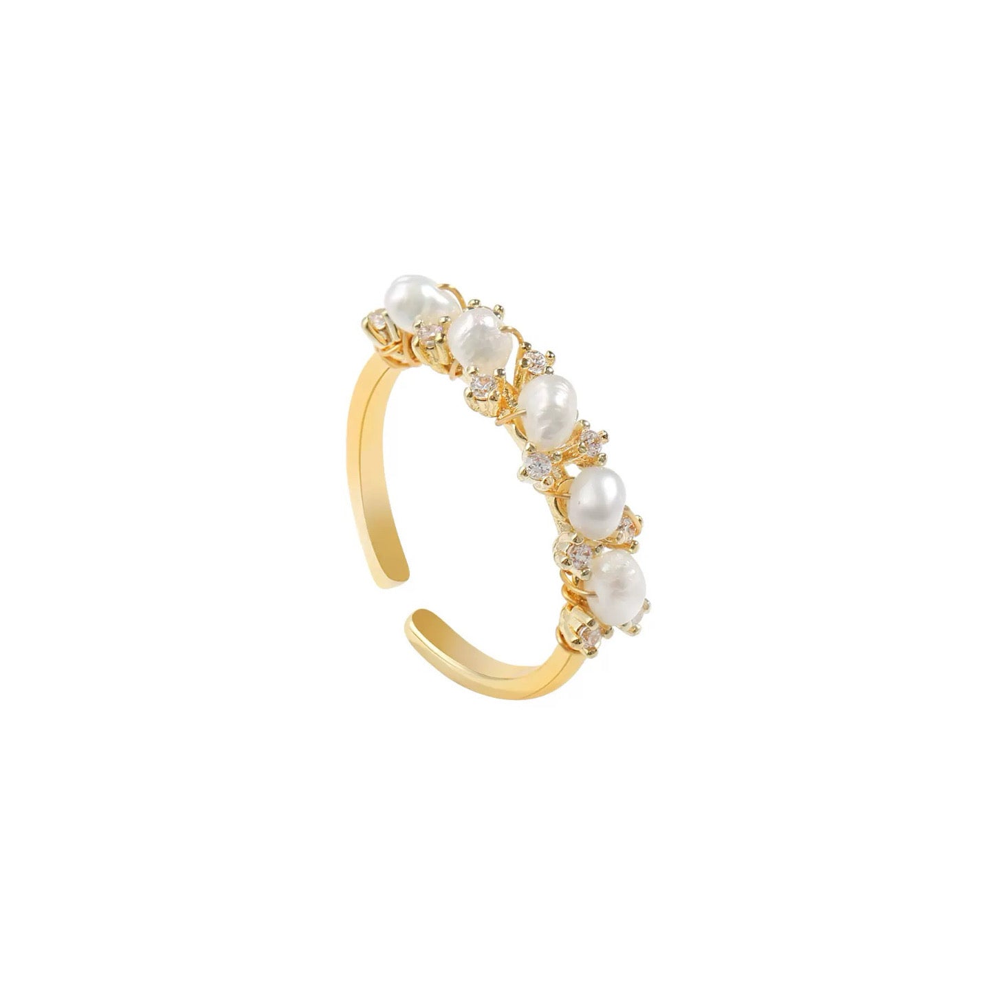 Petite Crown – Pearl Cluster Open Ring