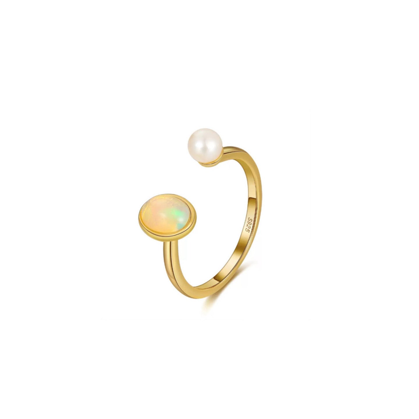 Ethereal Glow – Opal & Freshwater Pearl Vermeil Ring