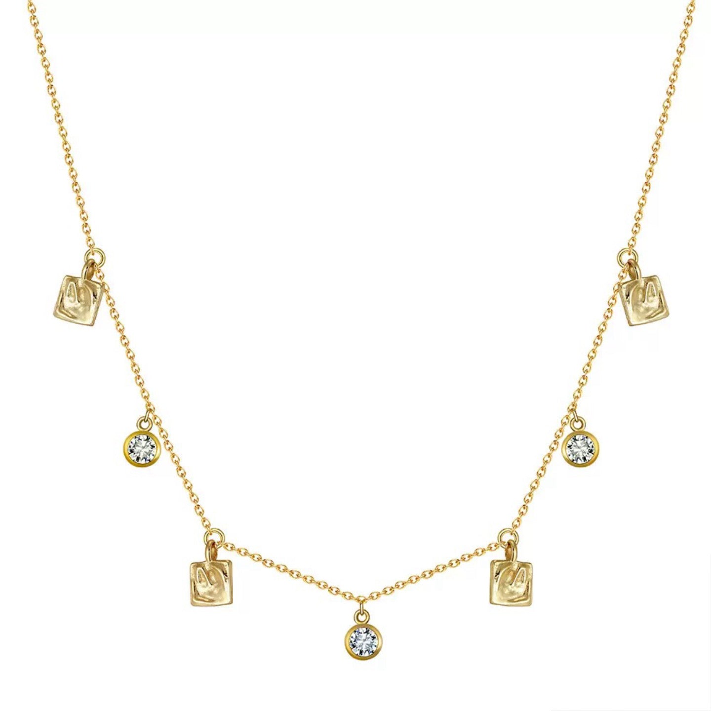 Sparkle Charms – Gold & Silver Cubic Zirconia Necklace
