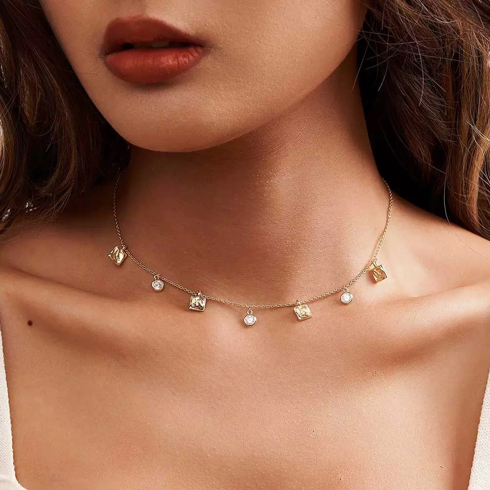 Sparkle Charms – Gold & Silver Cubic Zirconia Necklace