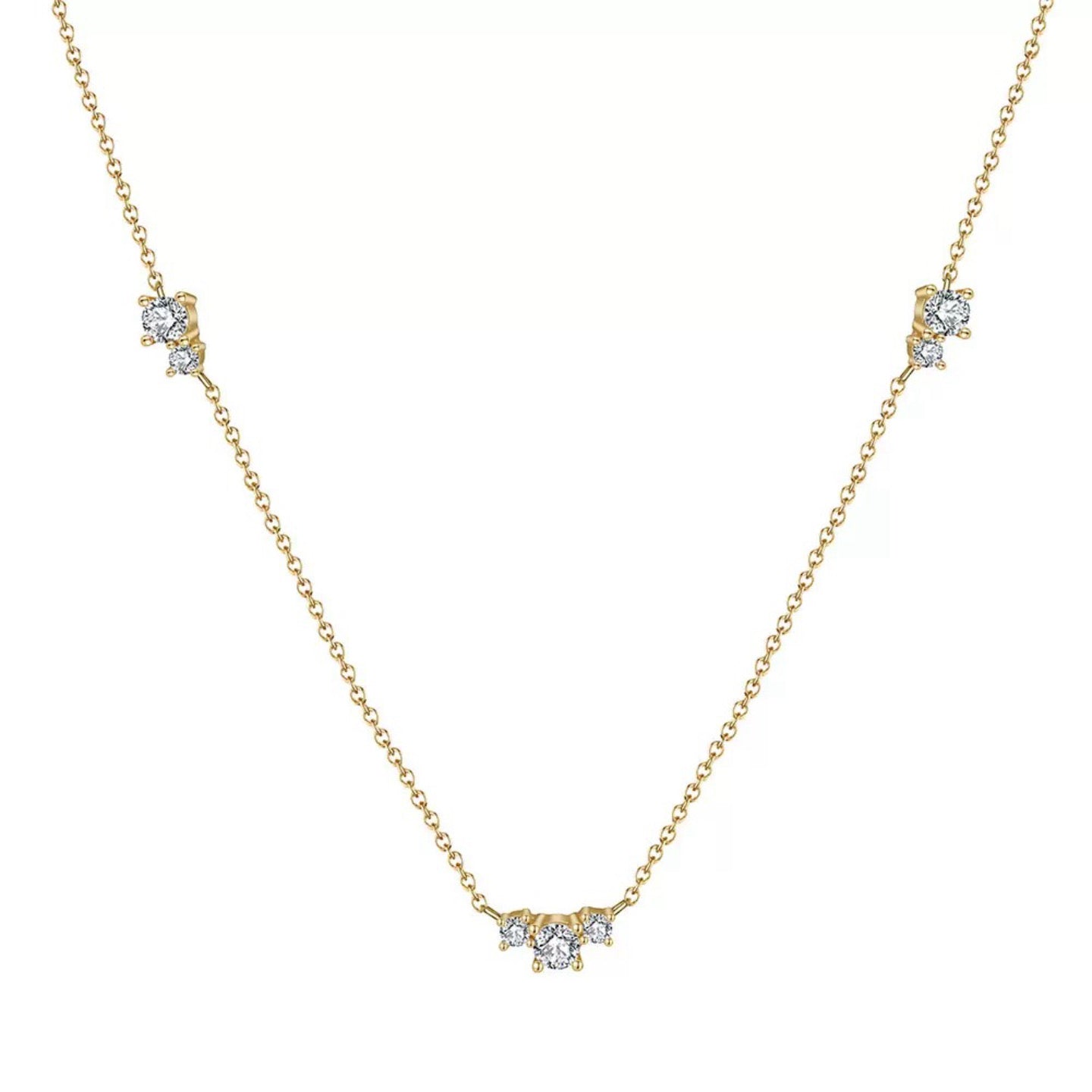 Twinkle Trio – Sterling Silver & Gold Vermeil Cubic Zirconia Necklace