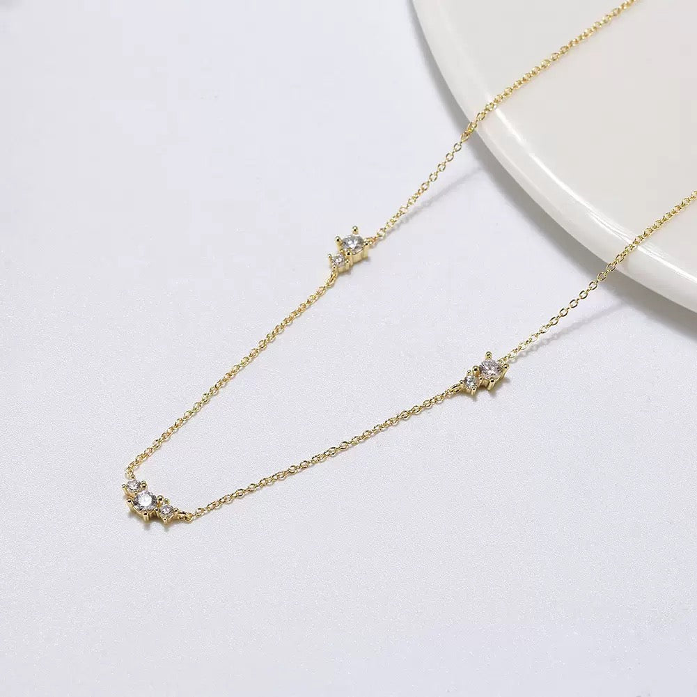 Twinkle Trio – Sterling Silver & Gold Vermeil Cubic Zirconia Necklace