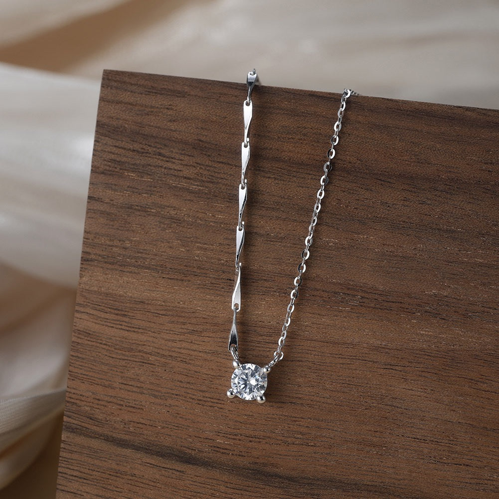 Solitaire Pendant Necklace – Sterling Silver & Gold Vermeil Cubic Zirconia Necklace