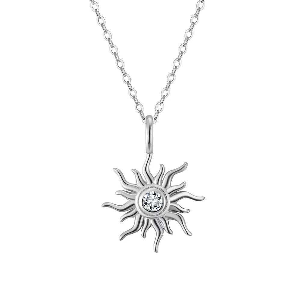 Sun Pendant Necklace – Sterling Silver & Gold Vermeil Cubic Zirconia Necklace