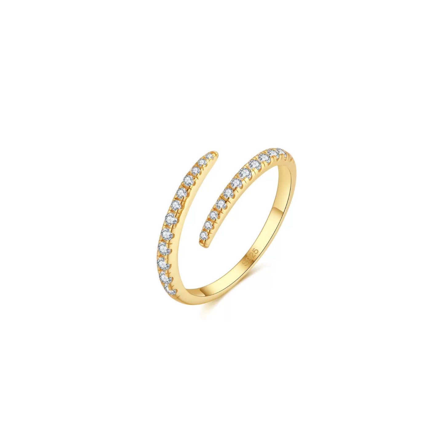 Radiant Curve – Sterling Silver Zircon Open Band Ring