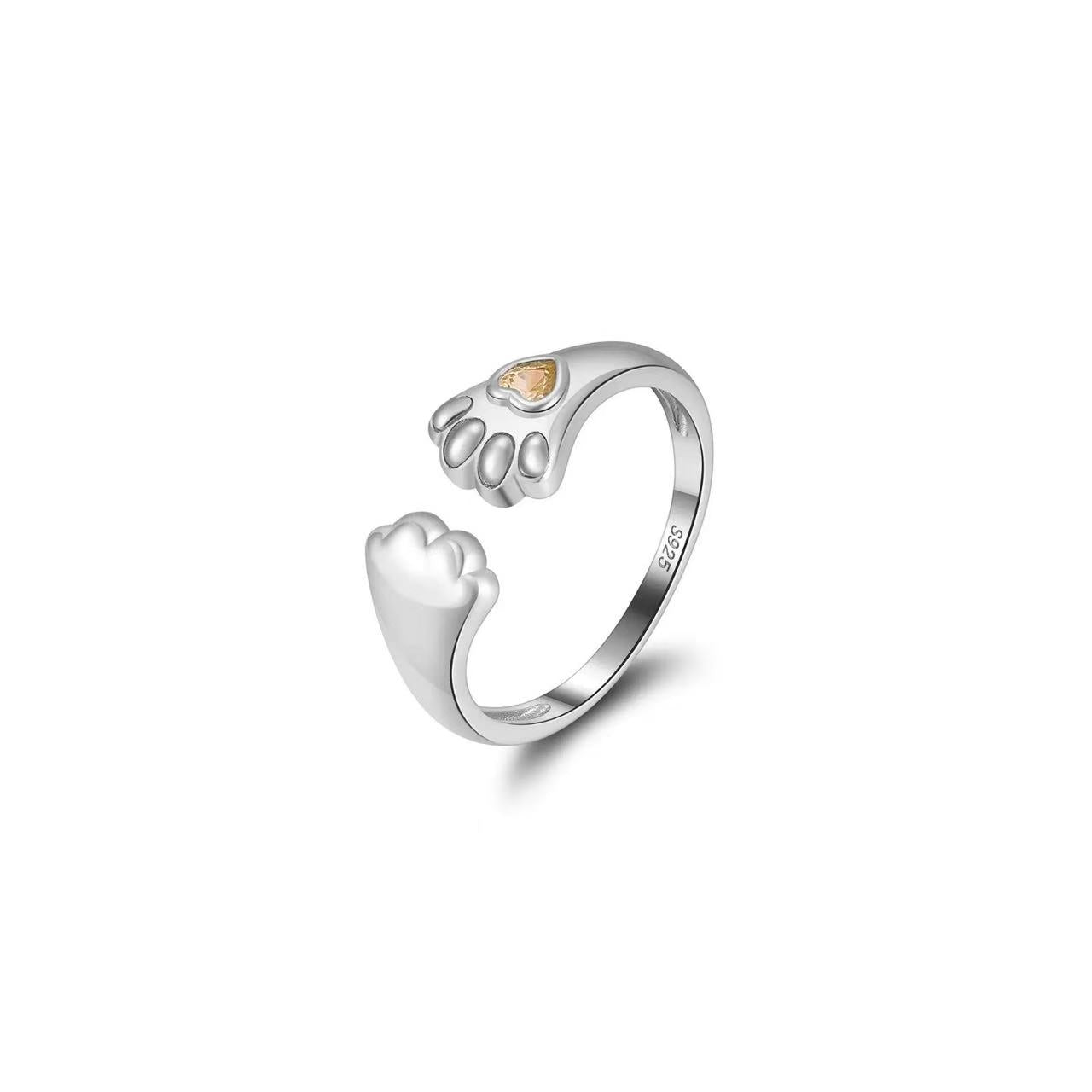 Paw Charm – Gold Vermeil & CZ Adjustable Ring
