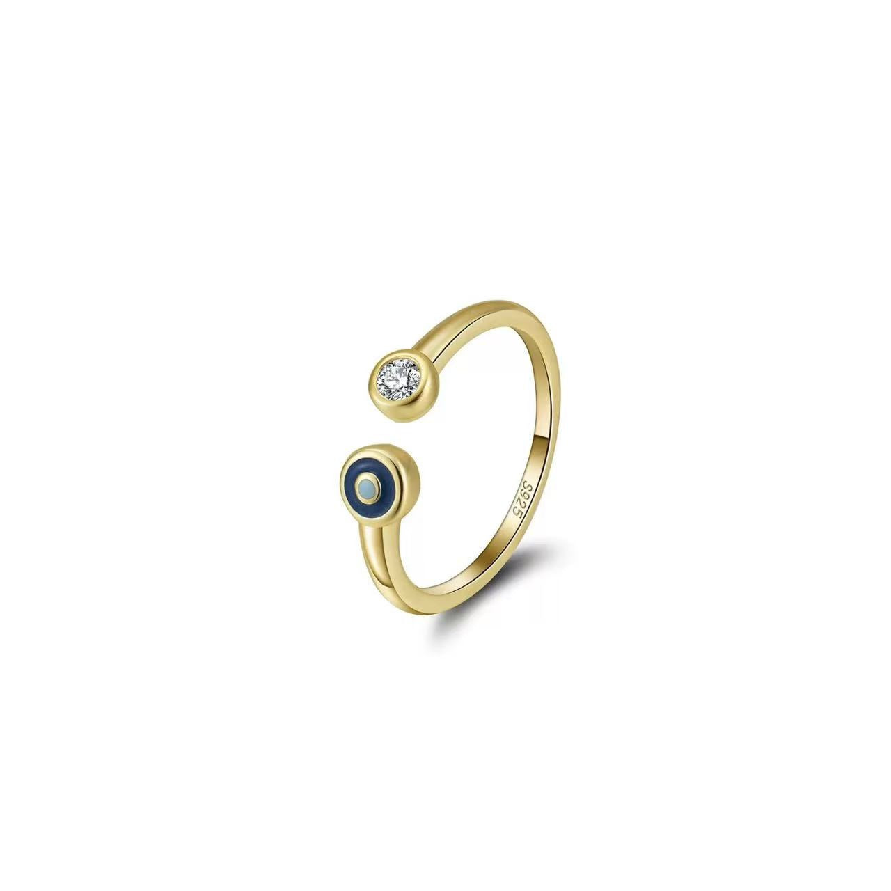 Evil Eye Duo – Vermeil & CZ Adjustable Ring