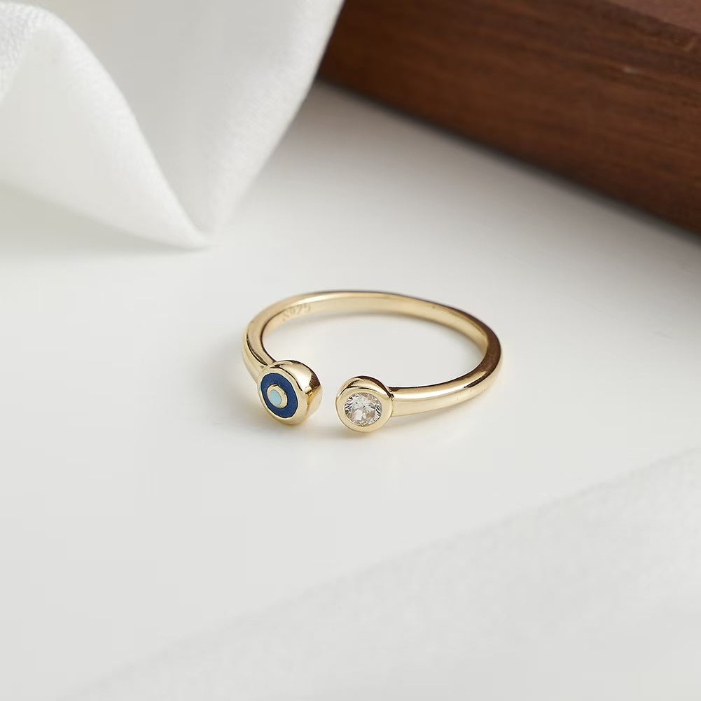 Evil Eye Duo – Vermeil & CZ Adjustable Ring