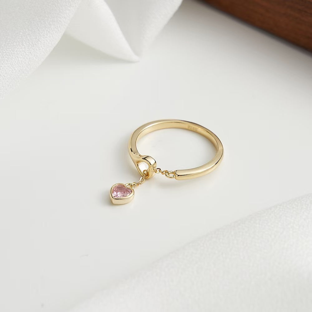Sweetheart Drop – Vermeil & Pink CZ Adjustable Ring