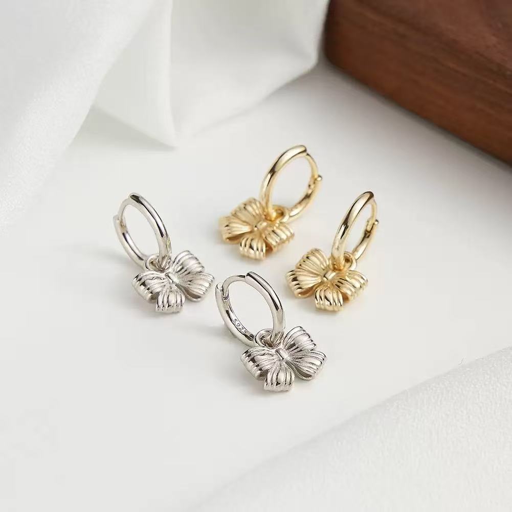 Bow Knot Hoop Earrings – Sterling Silver or Gold Vermeil