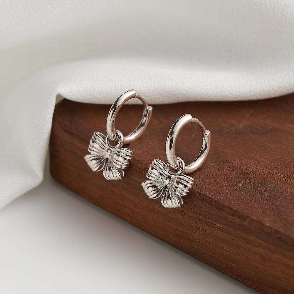 Bow Knot Hoop Earrings – Sterling Silver or Gold Vermeil