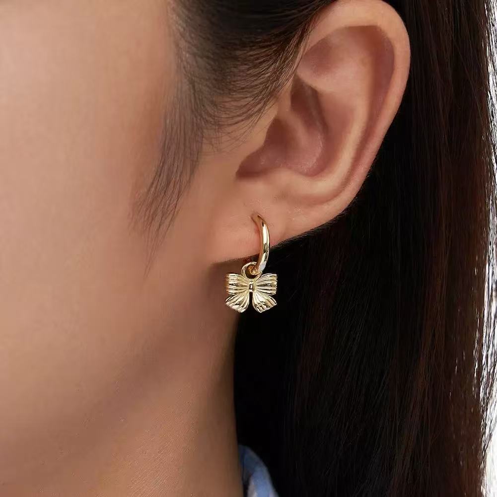 Bow Knot Hoop Earrings – Sterling Silver or Gold Vermeil