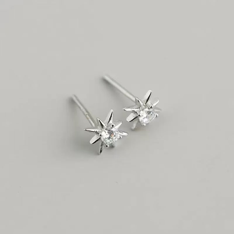 North Star Zircon Stud Earrings – Sterling Silver or Gold Vermeil