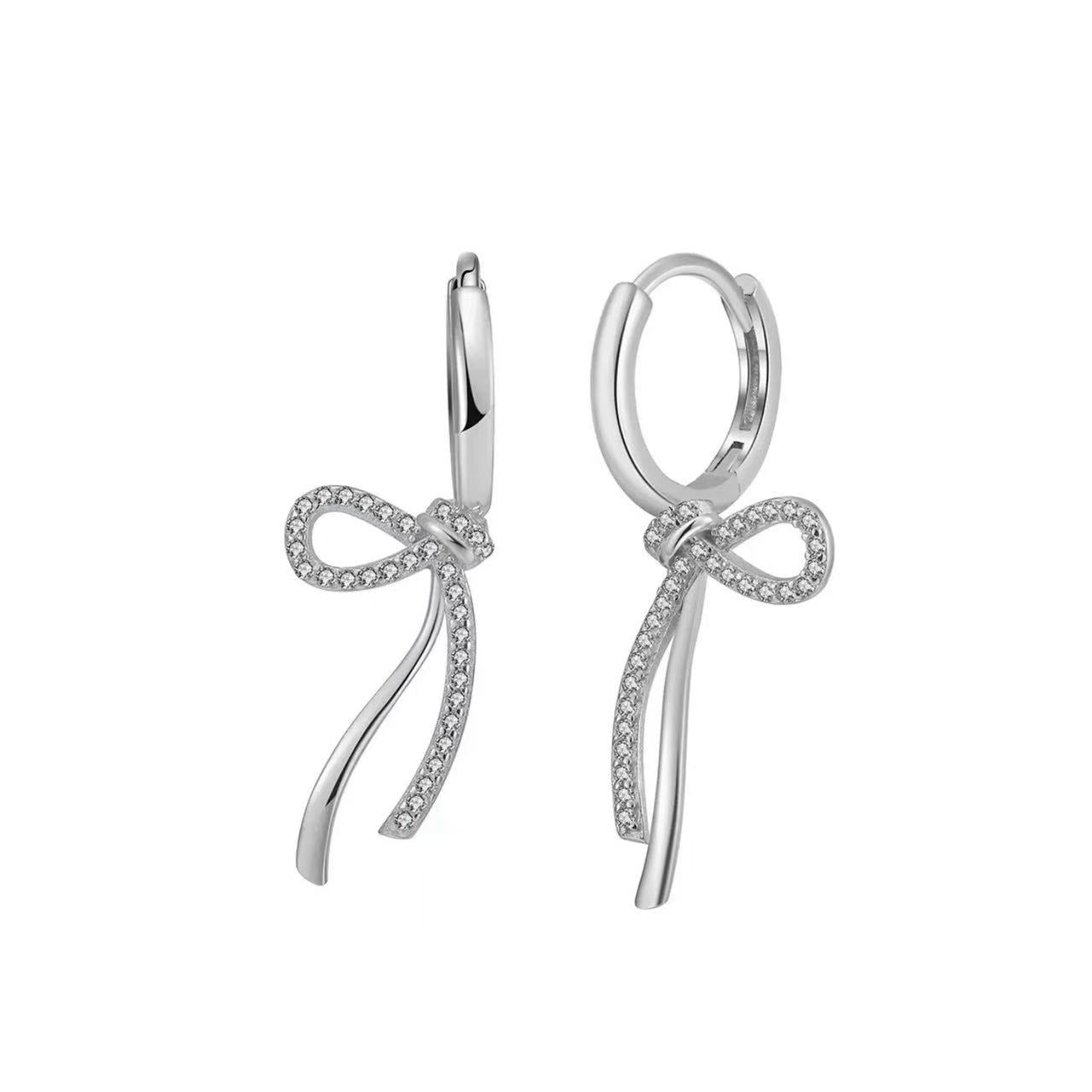 Luxury Bow Tie Drop Earrings – Sterling Silver or Gold Plated