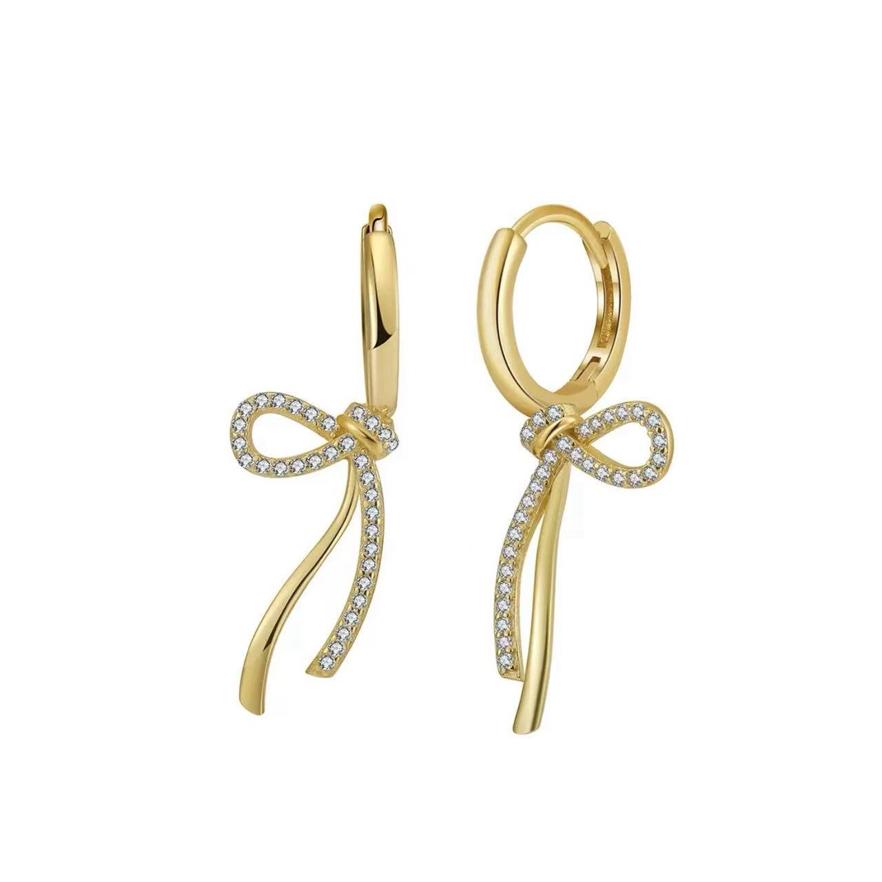 Luxury Bow Tie Drop Earrings – Sterling Silver or Gold Plated