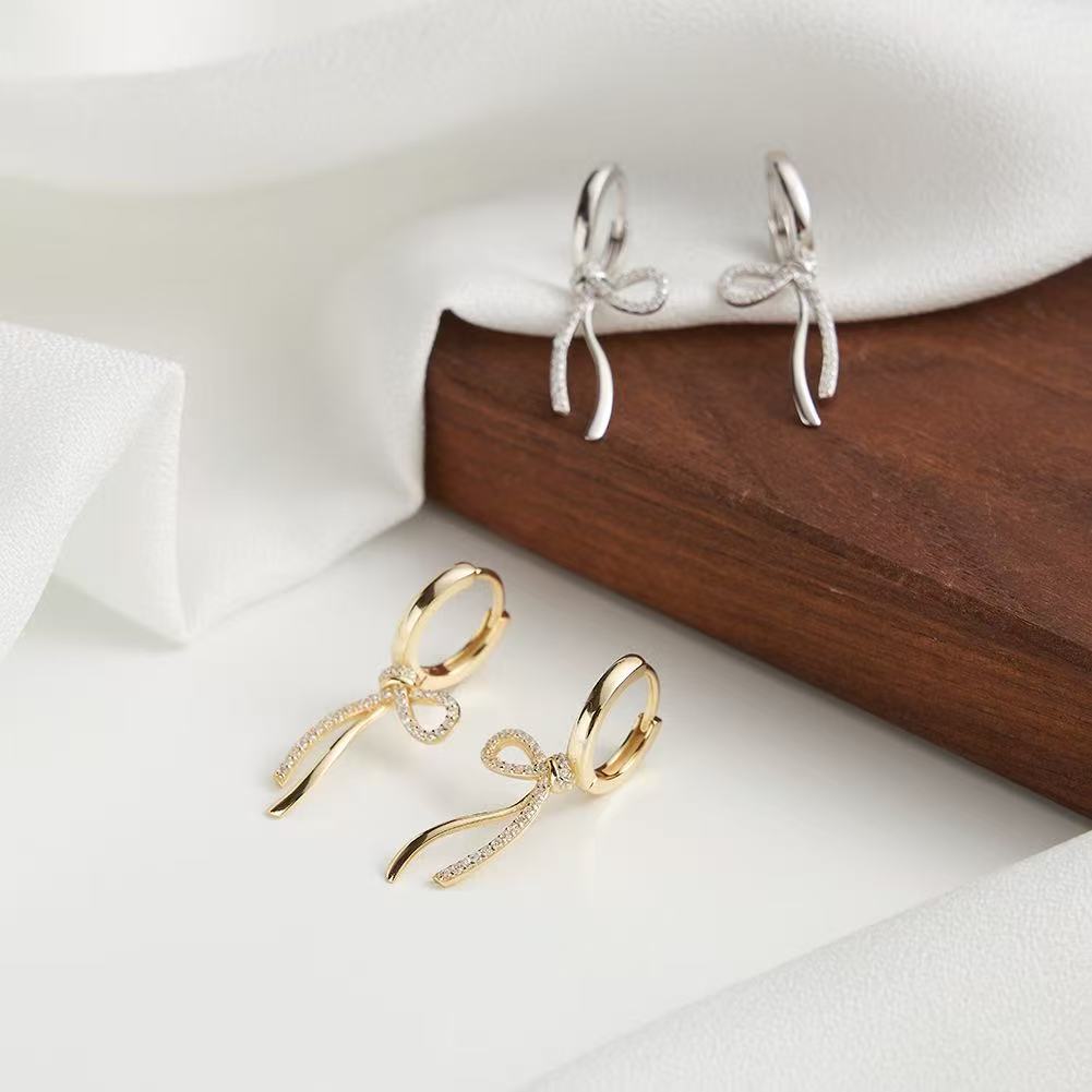 Luxury Bow Tie Drop Earrings – Sterling Silver or Gold Plated