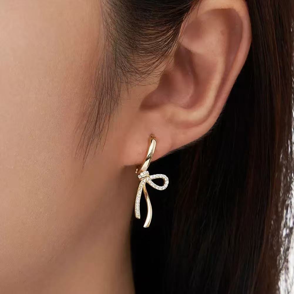 Luxury Bow Tie Drop Earrings – Sterling Silver or Gold Plated