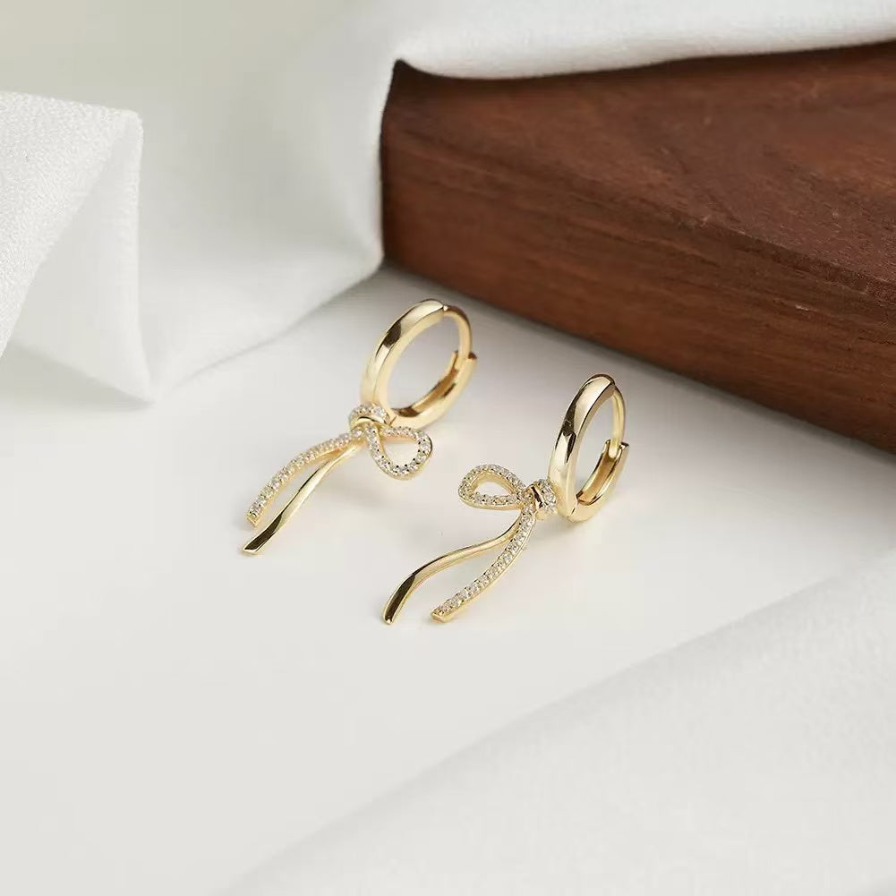 Luxury Bow Tie Drop Earrings – Sterling Silver or Gold Plated