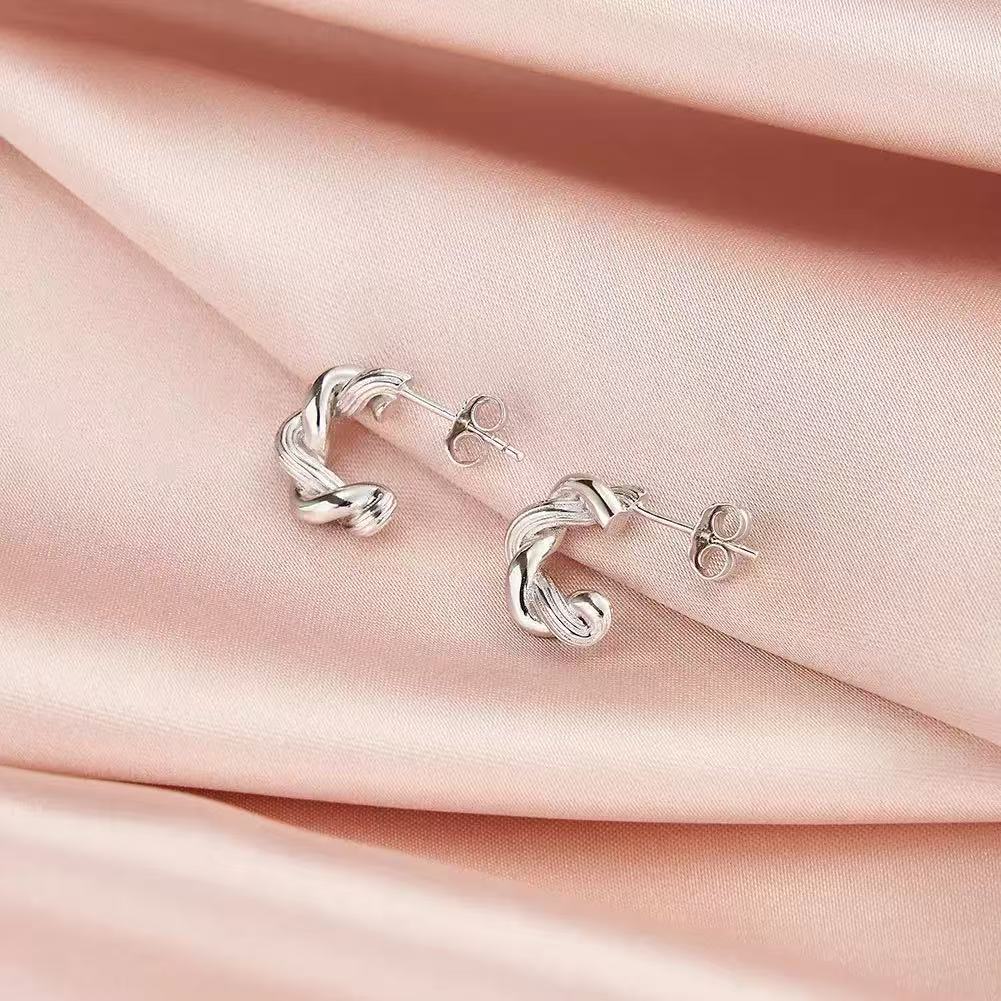 Twist Knot Hoop Earrings – Sterling Silver or Gold Plated