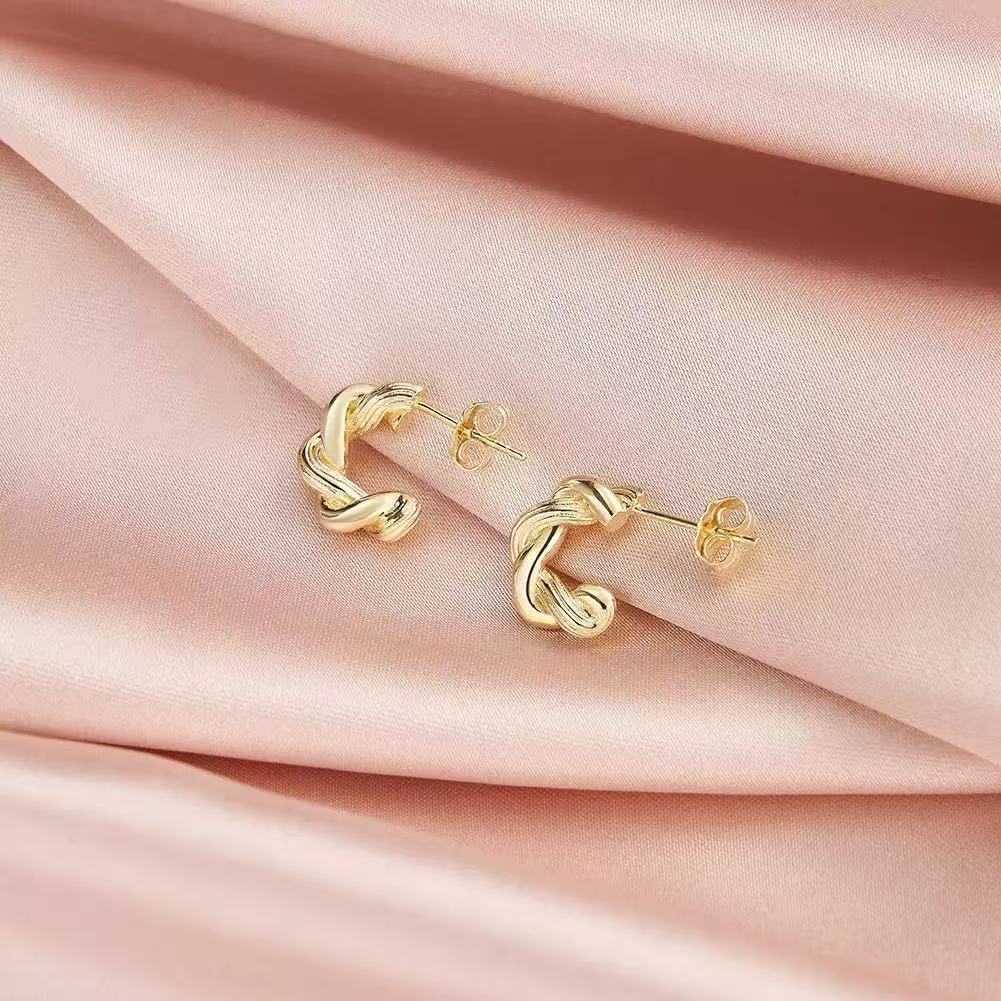 Twist Knot Hoop Earrings – Sterling Silver or Gold Plated