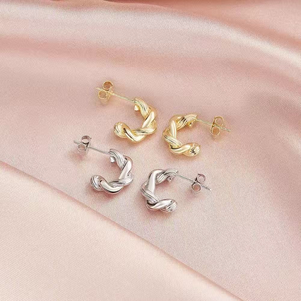 Twist Knot Hoop Earrings – Sterling Silver or Gold Plated
