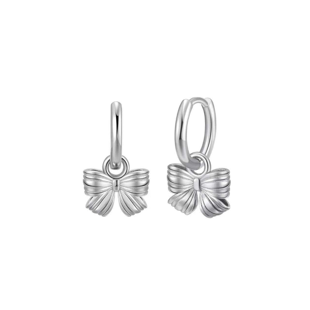 Bow Knot Hoop Earrings – Sterling Silver or Gold Vermeil