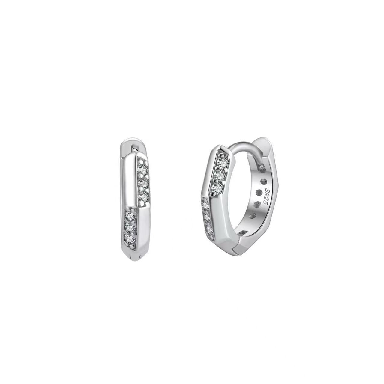 Hexagon Huggie Hoop Earrings – Sterling Silver or Gold Vermeil