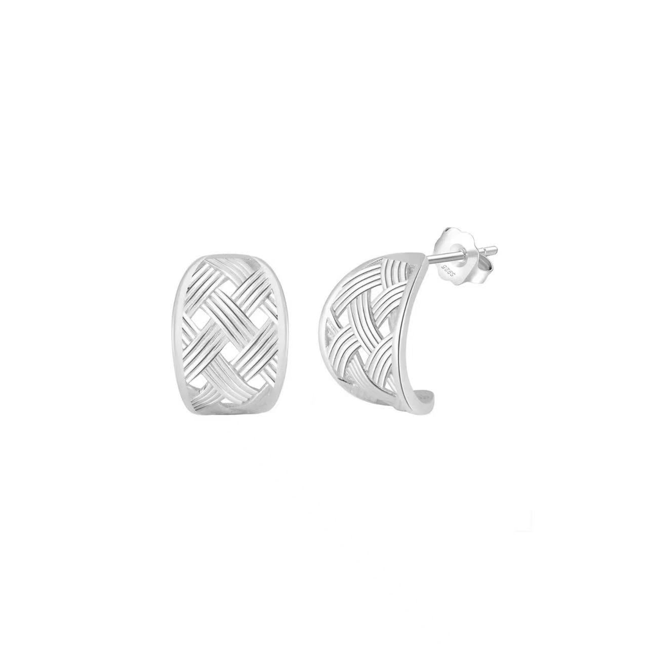 Vintage Woven Hoop Earrings – Sterling Silver or Gold Plated
