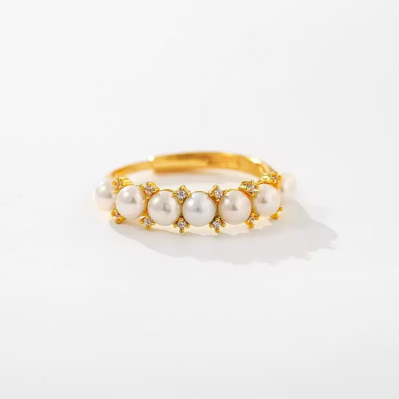 Petite Crown – Pearl Cluster Open Ring