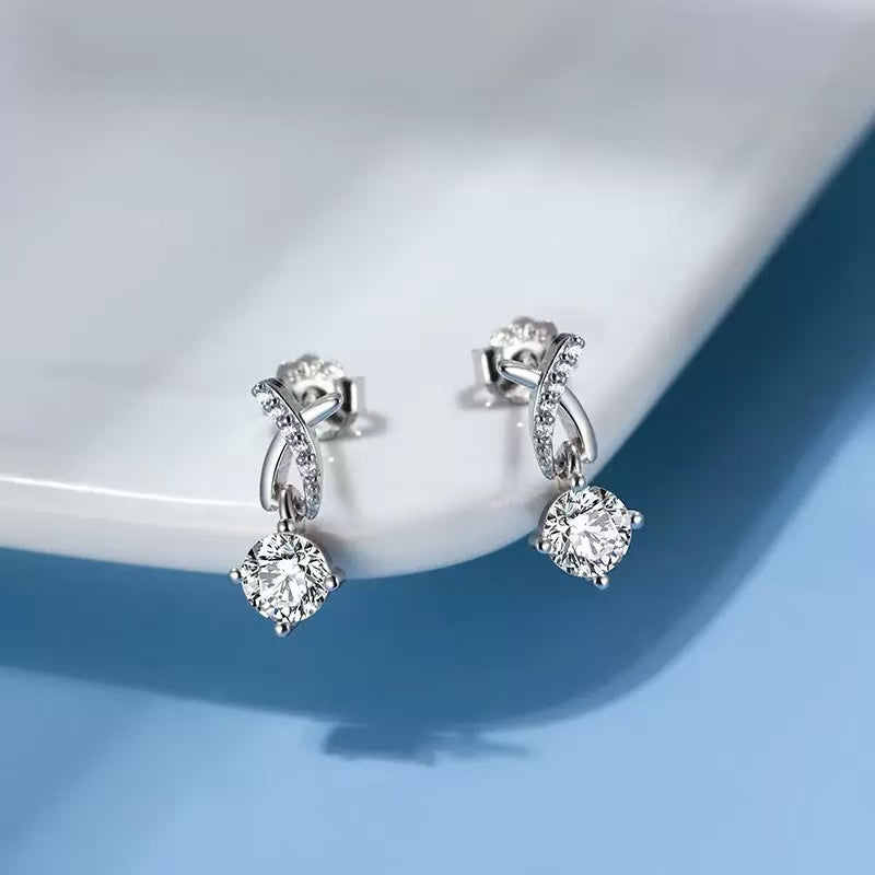 Radiant Spark – Sterling Silver & AAAA Cubic Zirconia Stud Earrings