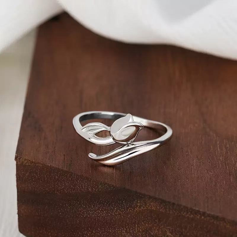 Tulip Serenity – Sterling Silver Adjustable Tulip Rings Jewelry