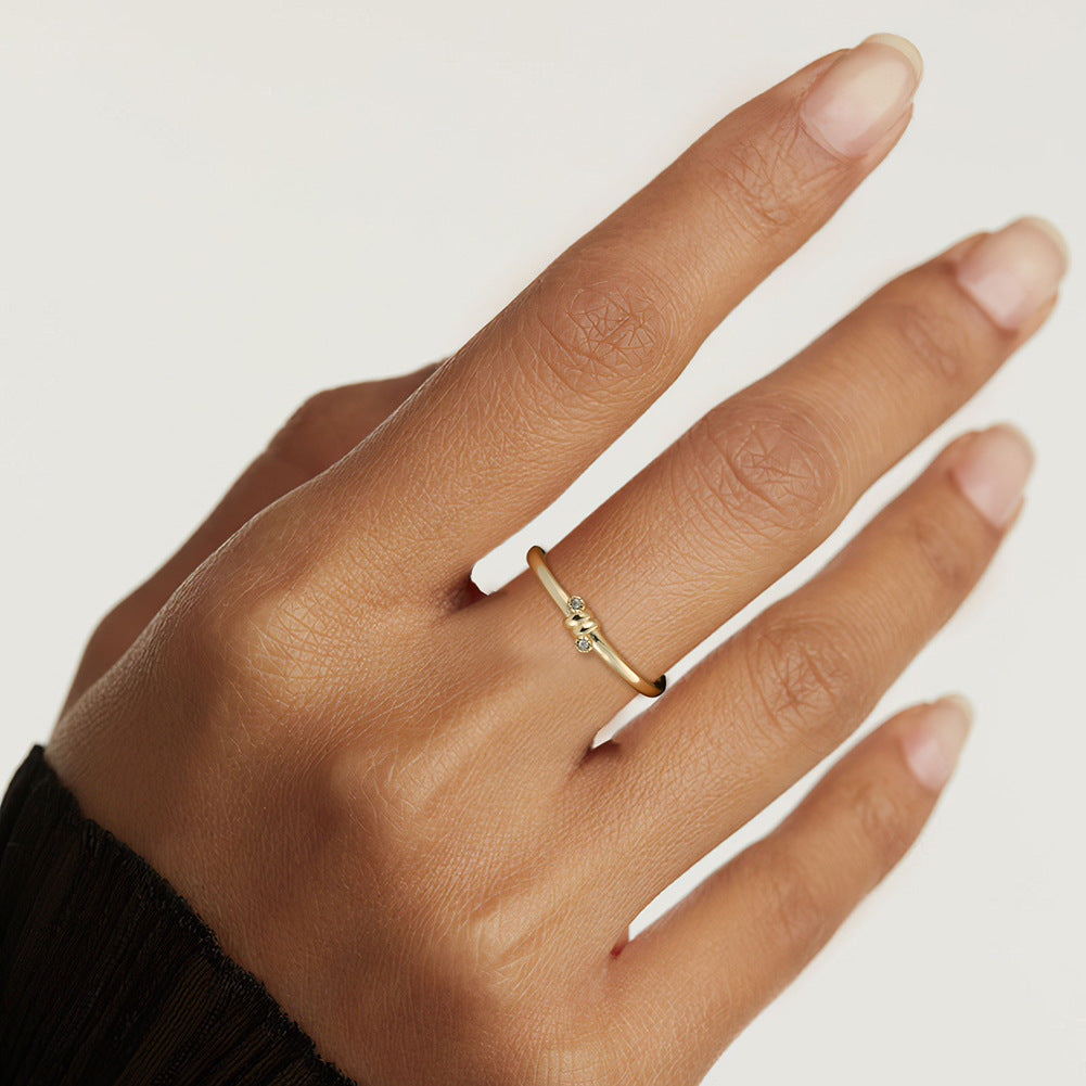 Tiny Knot – Vermeil & CZ Adjustable Ring