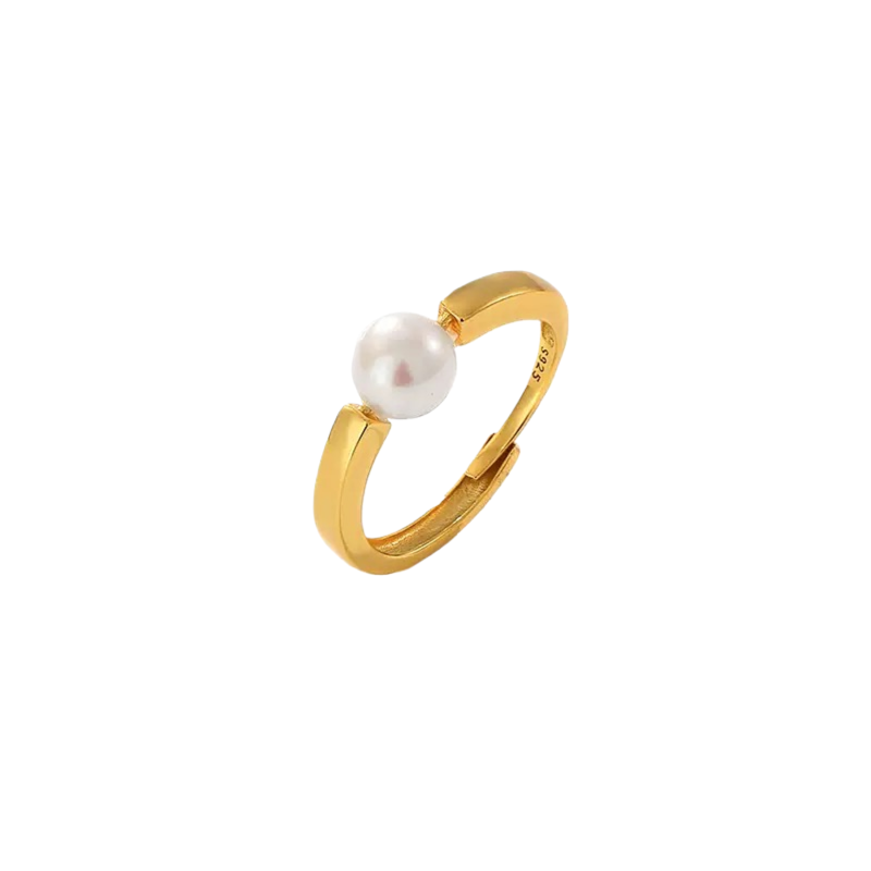 Sleek Harmony – Single Pearl Open Ring